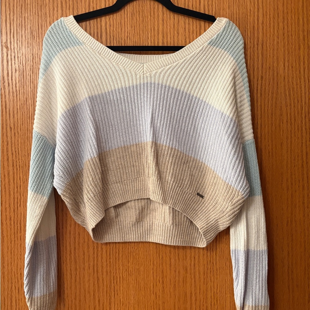 Hollister V-Neck Sweater - Cream, Blue, Tan